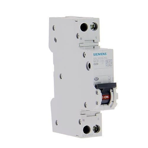 Disjoncteur Siemens 20A Ph+N Courbe C 4.5kA 230V - vue de face