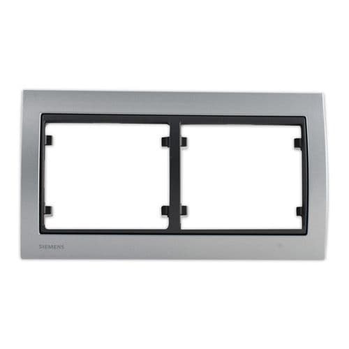 SIEMENS Delta Iris Plaque double horizontale - Métal alu silver