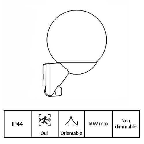 STEINEL Luminaire extérieur L 585 S à détection 230V E27 noir - fiche technique