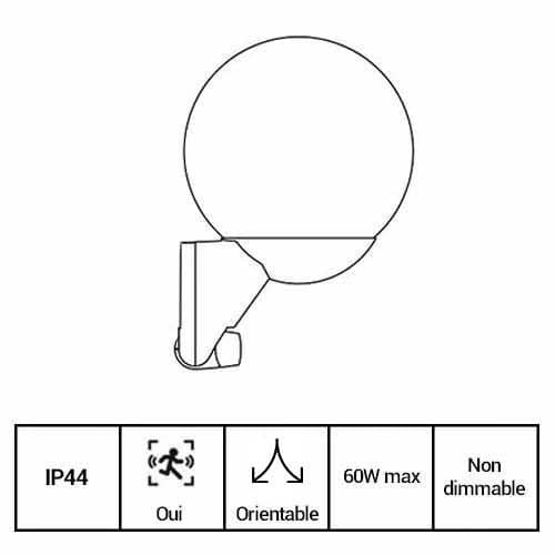 STEINEL Luminaire extérieur L 585 S à détection 230V E27 blanc - fiche technique