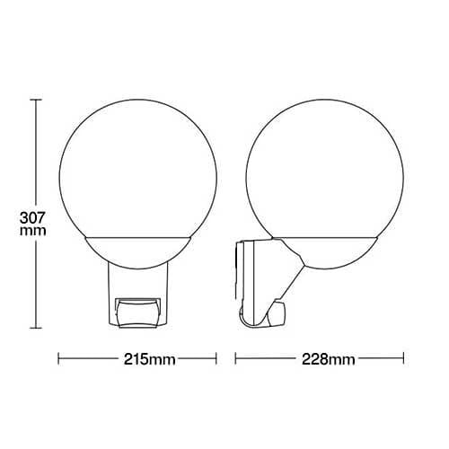 STEINEL Luminaire extérieur L 585 S à détection 230V E27 blanc - schéma avec dimensions