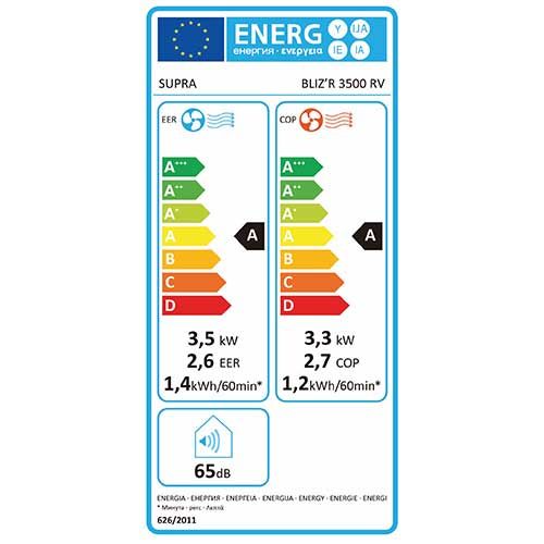 Climatiseur portable réversible 3500W SUPRA BLIZ'R - Classe énergétique A