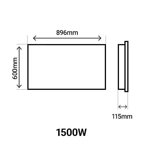 Dimensions du radiateur horizontal Thermor Kenya 4 1500W