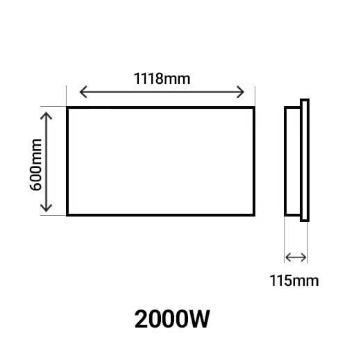 Dimensions du radiateur horizontal Thermor Kenya 4 2000W