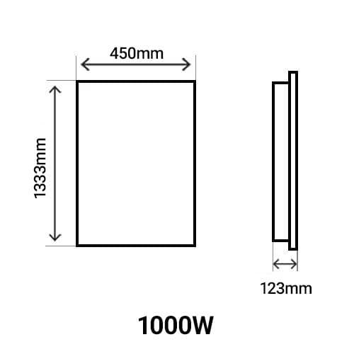 Dimensions du radiateur à inertie fonte vertical Thermor Kenya 4 1000W