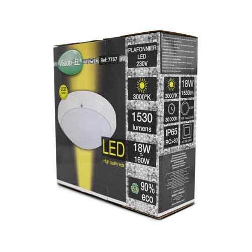 VISION EL Plafonnier LED 18W 230V 3000°K classe 1 - Boite