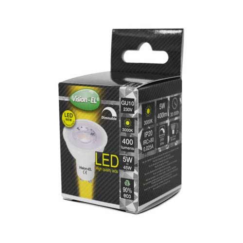 VISION-EL Ampoule LED GU10 5W dimmable 3000° - Boite