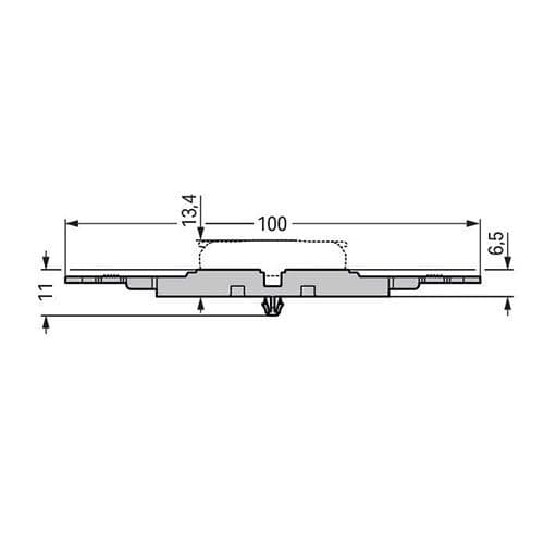 Dimensions du support de fixation 3 voies Wago à clipser pour bornes S221 InLine à levier