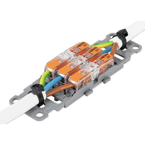 Support de fixation 3 voies Wago avec bornes S221 InLine à levier