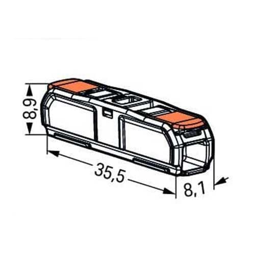 Mini borne de connexion rapide WAGO S221 InLine - schéma avec dimensions