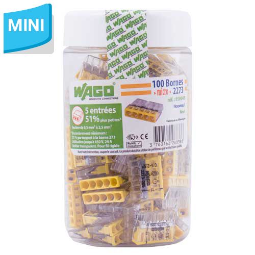 WAGO Pot de 100 mini-bornes de connexion 5 fils S2273