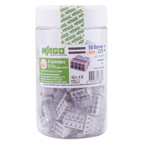 WAGO Pot de 50 mini-bornes de connexion 8 fils S2273