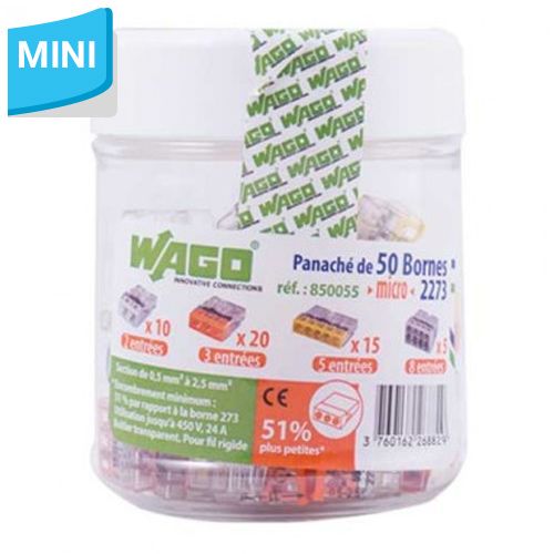 WAGO Panaché de 50 mini-bornes de connexion 2, 3, 5,et 8 fils S2273