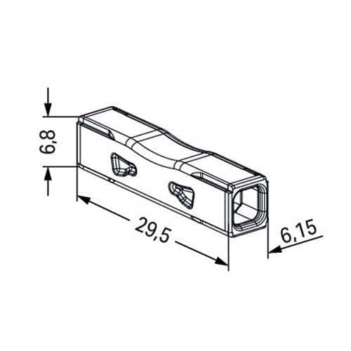 Mini borne de connexion rapide WAGO S2773 InLine pour fils rigides - schéma avec dimensions